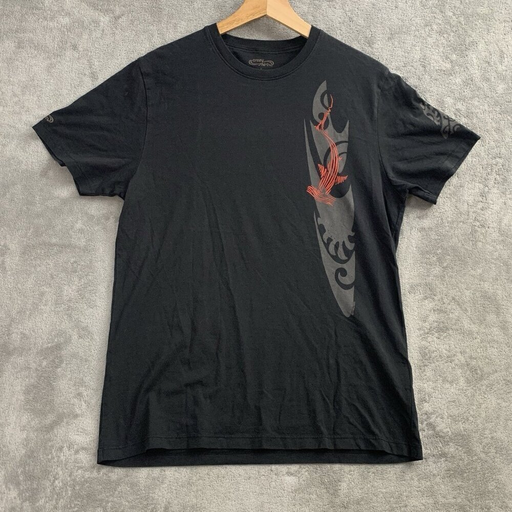 Crazy Shirts Hawaii Shirt Mens Small Black Tribal Shark Print Tee Single Stitch